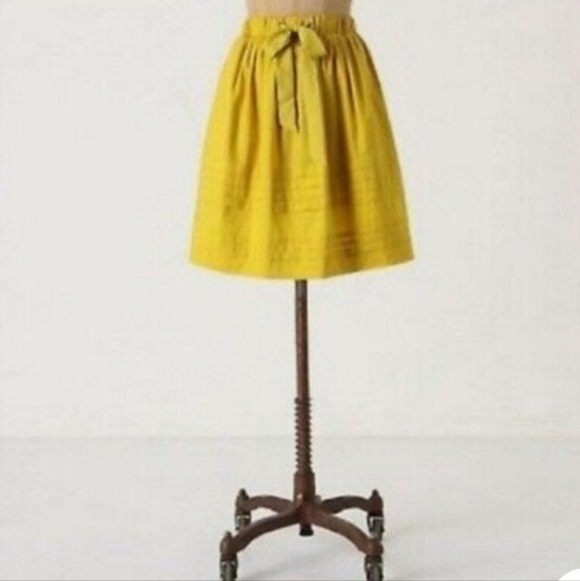 Anthropologie Odille Drawing Parallels Pleated Pocket Skirt in Marigold Yellow - Picture 5 of 14